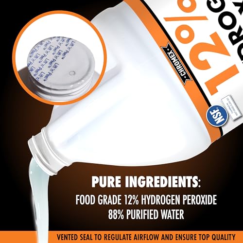 Image of Chromex Hydrogen Peroxide 12 Percent Food Grade, 4x Power Concentrated Solution, 4 Gallons Dilute to 16 Gallons, Versatile Uses include Topical Care, Home, Kitchen, Bath Cleaner, NSF Certified