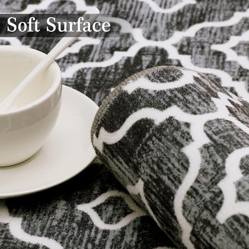 GlowSol Area Rug 8x10 Washable Rug Large Modern Trellis Rug Geometric Neutral Soft Grey Rug for Living Room Bedroom Dining Room Non Slip Stain-Resistant Carpet for Home Office Decor