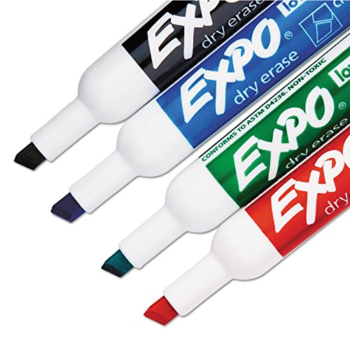 EXPO Low Odor Dry Erase Markers, Chisel Tip, Basic Assorted, 4 pk - image 6