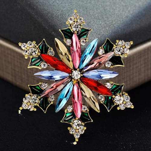Image of Rhinestone Flower Brooch Pin for Women Red Black Purple Flower Broochs Pin Hat Christmas Brooch Jewelry