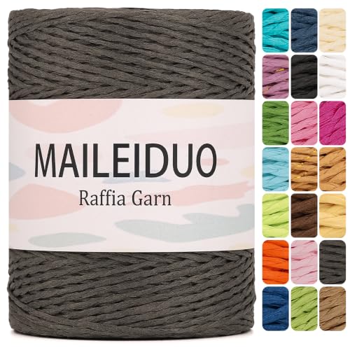 Image of Raffia Yarn for Crochet Bags Raffia Ribbon for Gift Wrapping 2mm X 328 Yards Raffia String Paper Ribbon Yarn for Sun Hat Beach Bag Crochet Crafting DIY Crafts