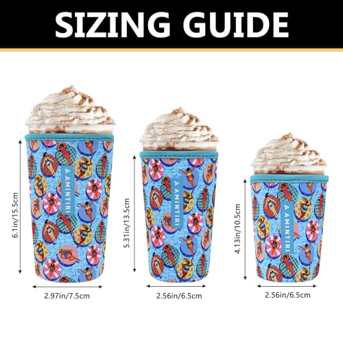 Image of 3 Pack Reusable Sleeve for Iced Coffee Cup, Coffee Neoprene Sleeve for Iced&Hot Drinks, Coffee Sleeve Compatible with Starbucks, Dunkin Coffee Cup. (Summer)