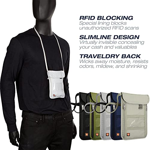 Lewis N. Clark Stash Neck Travel Wallet, RFID Blocking Passport Holder, Protect Personal Information, Slate