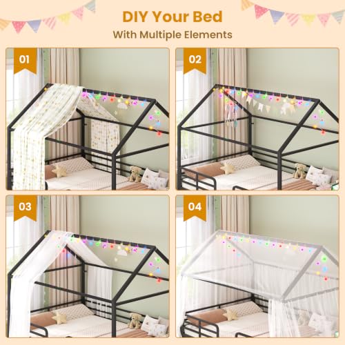 ADORNEVE Full Bed Frame with 6 Drawers,Metal House Boys Bed,Black - image 5