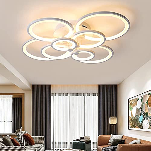 Plafond light led dimmable design anneaux acrylique lustre moderne salon - 2