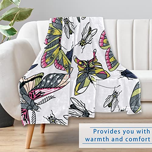 Couverture douce pour canapé lit camping motif papillon libellule - 7