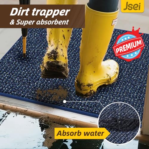 JSEI Dirt Trapper Door Mat 24" x 36", Non-Slip Washable Doormats, Blue by JSEI - Used condition - Image 4
