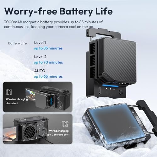 ULANZI CU01 Camera Cooler Kit for DSLR & Mirrorless, Semiconductor Cooling Fan with 3000mAh Magnetic Rechargeable Battery, 3 Speeds, Auto Temp Control, High-Performance Cooling for Video Recording
