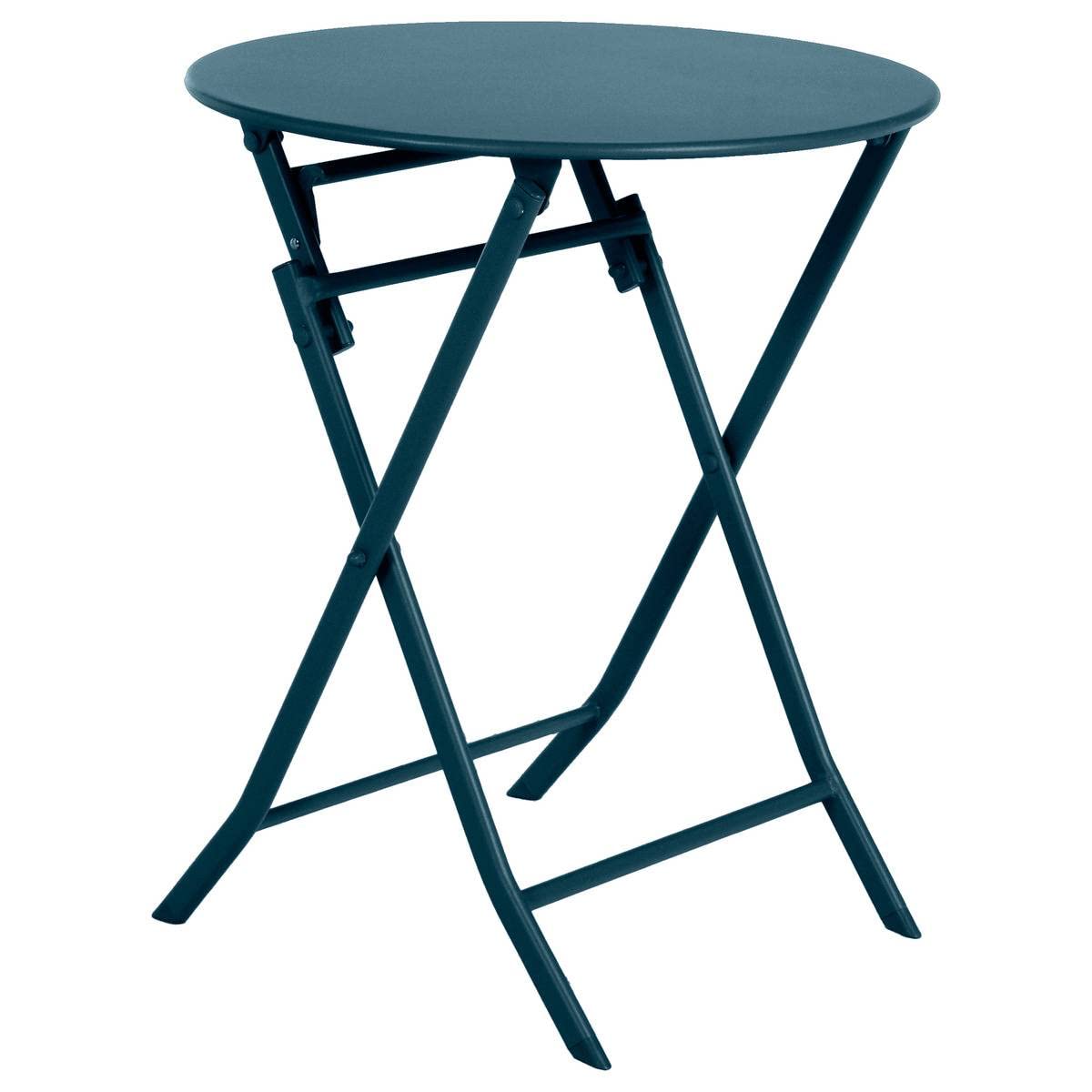 Table de jardin pliante ronde Hespéride Greensboro pétrole 2 places