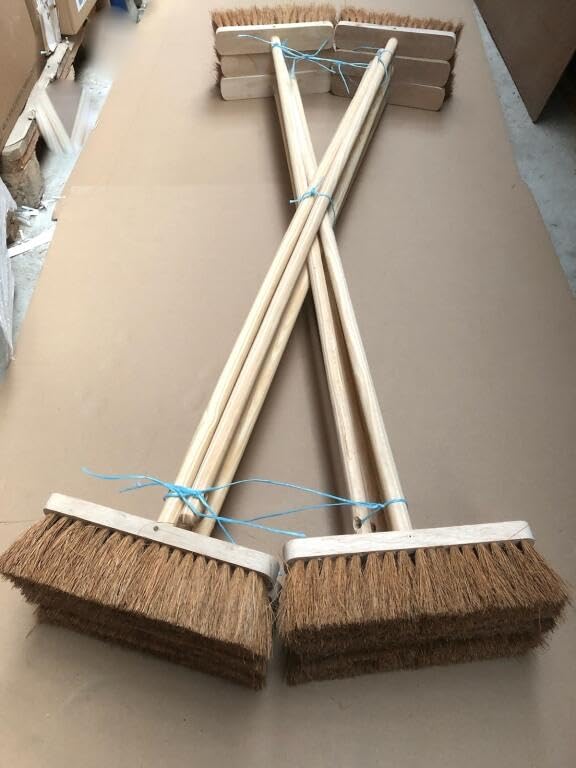 Lot de 12 balais Coco 29 cm emmanchés, Manche Bois 1.30m