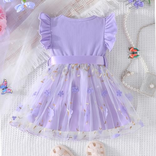Toddler Baby Girls Tulle Tutu Dress Ruffle Sleeve Fluffy Dresses Cute Summer Sundress for Party Beach Casual3