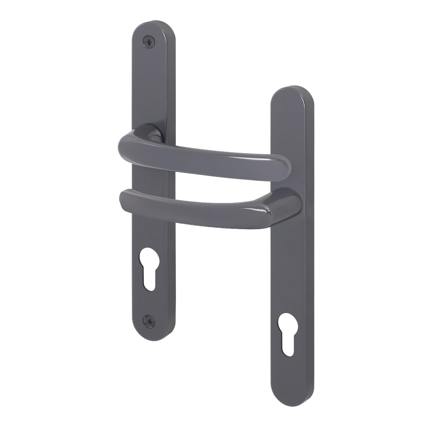 Eai Anthracite Grey Grey Upvc Door Handles, Composite Front Door Handles Sprung, 92Mm Pz Centers, 215Mm Screw To Screw, 246X32mm Backplate