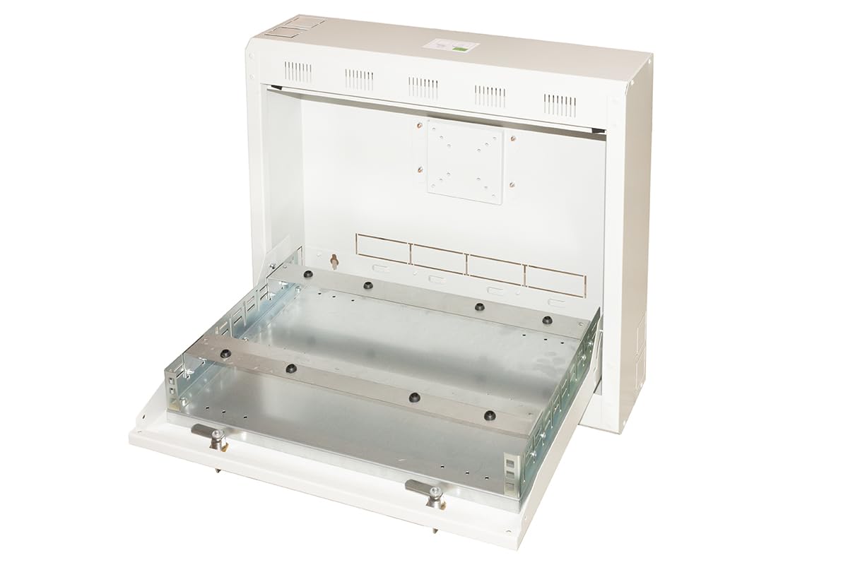 LINK box a muro LKDVR6 per sistemi di videosorveglianza, audio, reti, NVR e DVR con attacco VESA 75x75 o 100x100 in acciaio grigio chiaro RAL7035 dimensioni 18x54x16 cm 1 unità