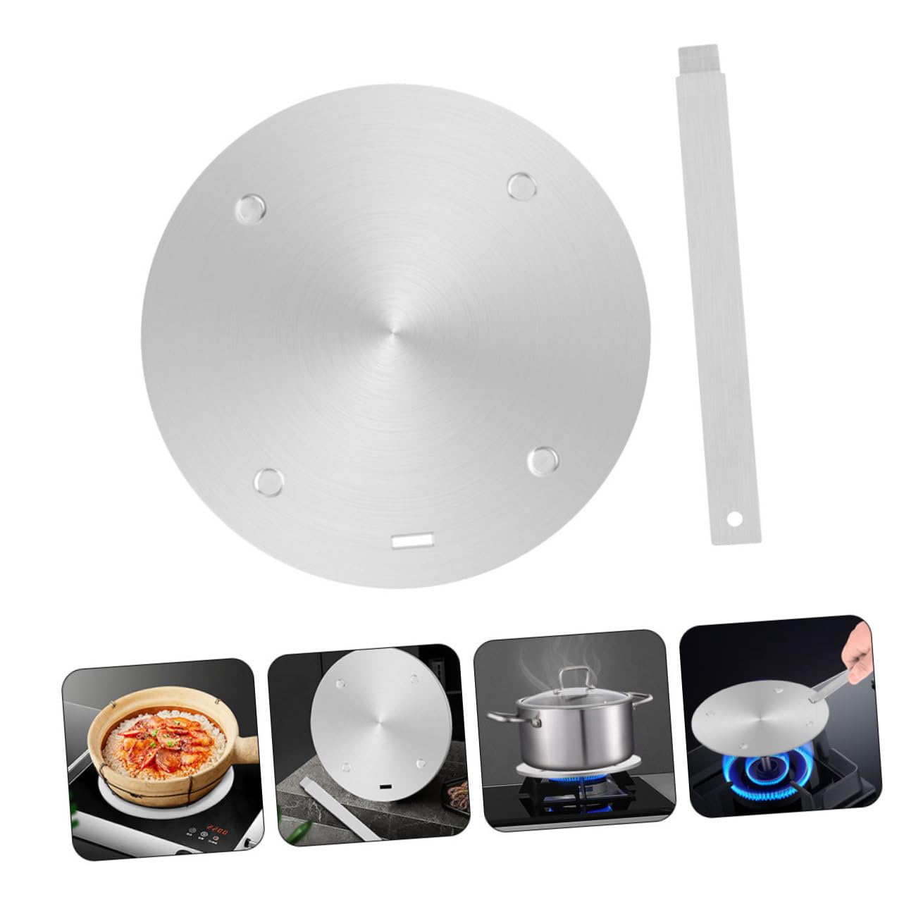 Placa Difusora de Calor Adaptador Resistente Fácil de Operar y No se Deforma de Acero Inoxidable 1 Set para Cocina de Inducción para Uso Doméstico
