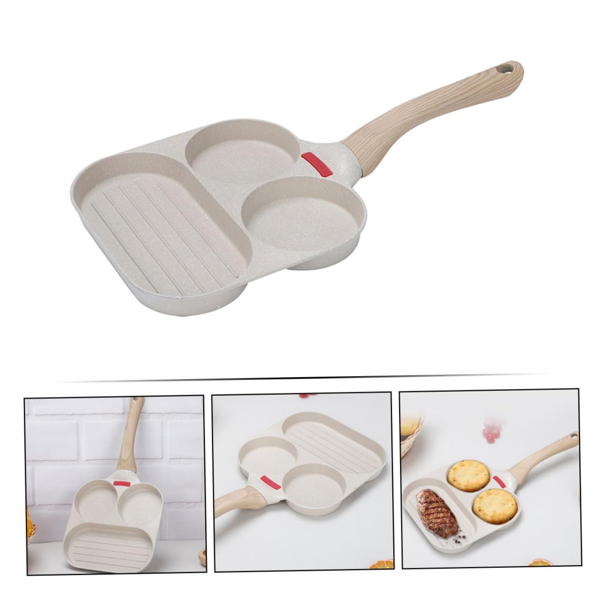 Padella Veloce per Lega Alluminio di Beige in e Multiuso Pancake Resistente Antiaderente Forma Rotonda per Cucina e Campeggio per Frittate e Colazione