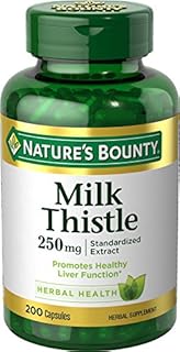 Nature's Bounty Milk Thistle Capsules, Herbal Supplement, 250 mg per Serving, 200 Count