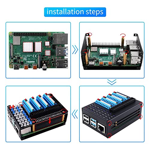 Caja de metal para Raspberry Pi 4B con cable de 40 pines plano y panel frontal de luces LED 6