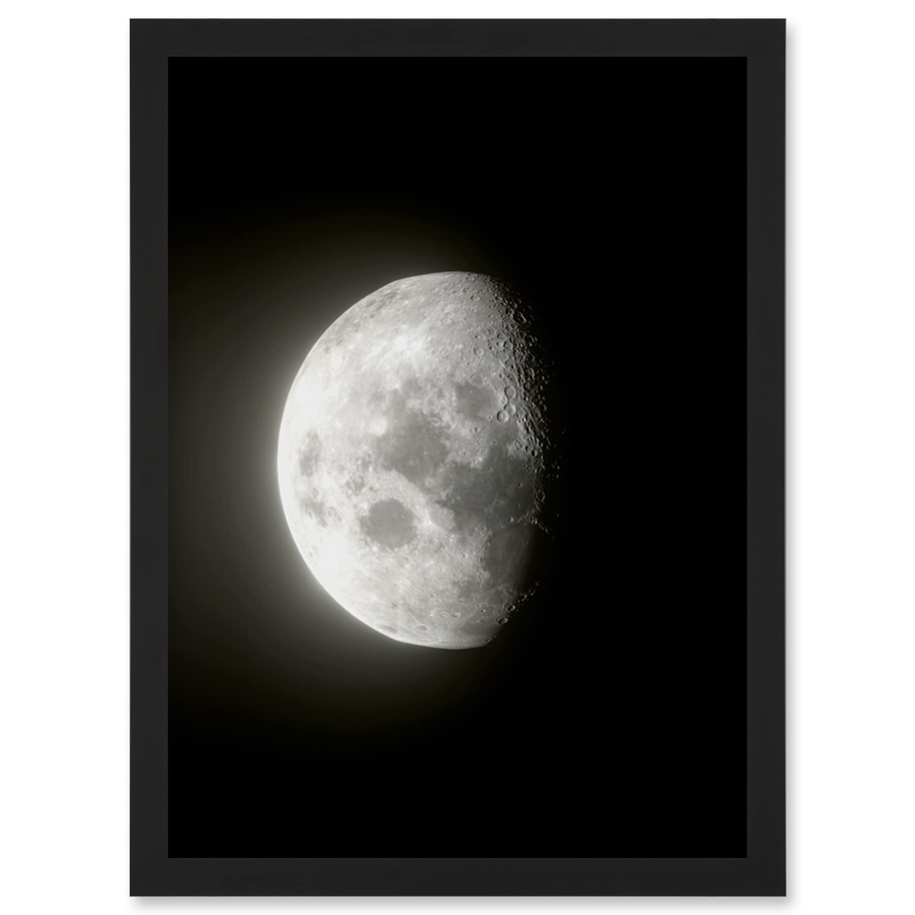 Artery8 Lunar Phases Waning Gibbous Moon Space Astronomy Artwork Framed Wall Art Print A4