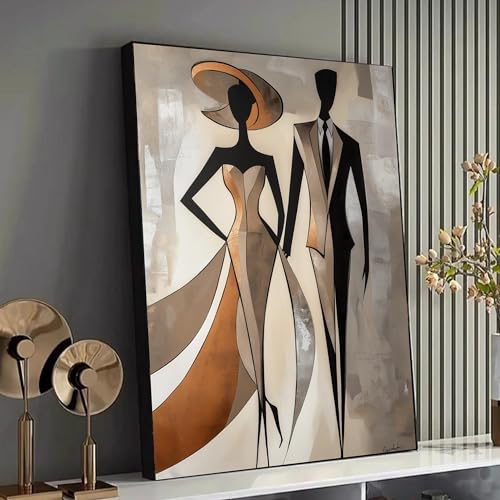 Peinture silhouette de couple TONGYINLI 80x120cm avec cadre intérieur pour chambre
