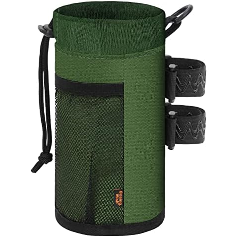 Desing Wish Bicycle Water Bottle Cage with Mesh Front Pocket, Thermal Insulated Bike Water Bottle Cage for Mountain Bike, Scooter, Motorcycle(Green Army) Cover