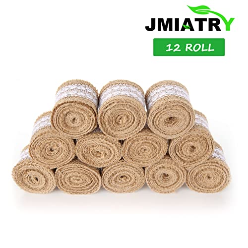 JMIATRY Burlap Jute Ribbon with White Lace, 24 Metres Natural Hessian Ribbon Roll with Lace Trim for Wedding Christmas - Image 4