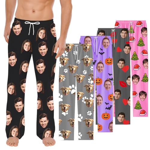 Custom Pajama Pants - Personalized Pajama Pants with Photo Face Pj Pants Bottoms for Men Women