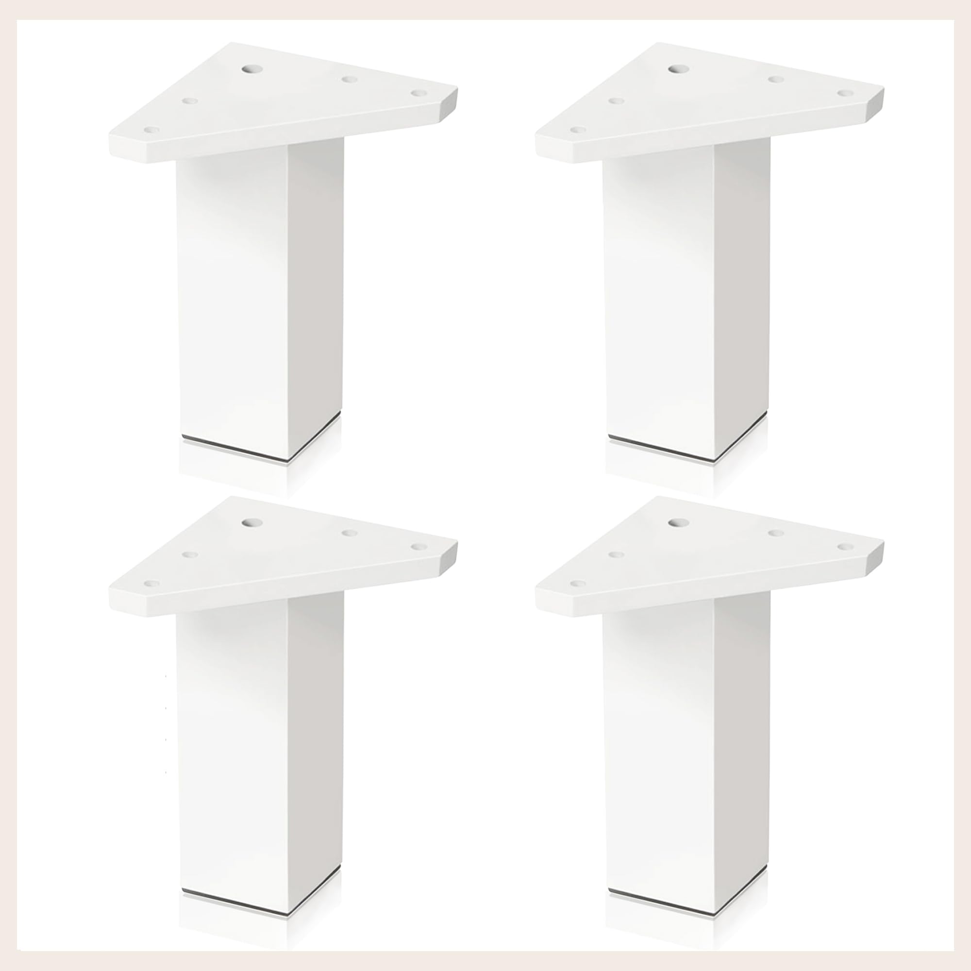 ✮ Gambe per Mobili Bianche ✮ Set di 4 Gambe, Viti Incluse – Colore Bianco - 10 cm - Piedini DIY in Resina ABS per Tavolini, Mobili, Armadi, Scaffali,... (Set di 4)