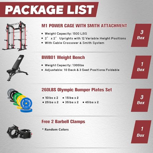 Image of RitFit M1 Pro Smith Machine Cable Crossover Power Cage Home Gym