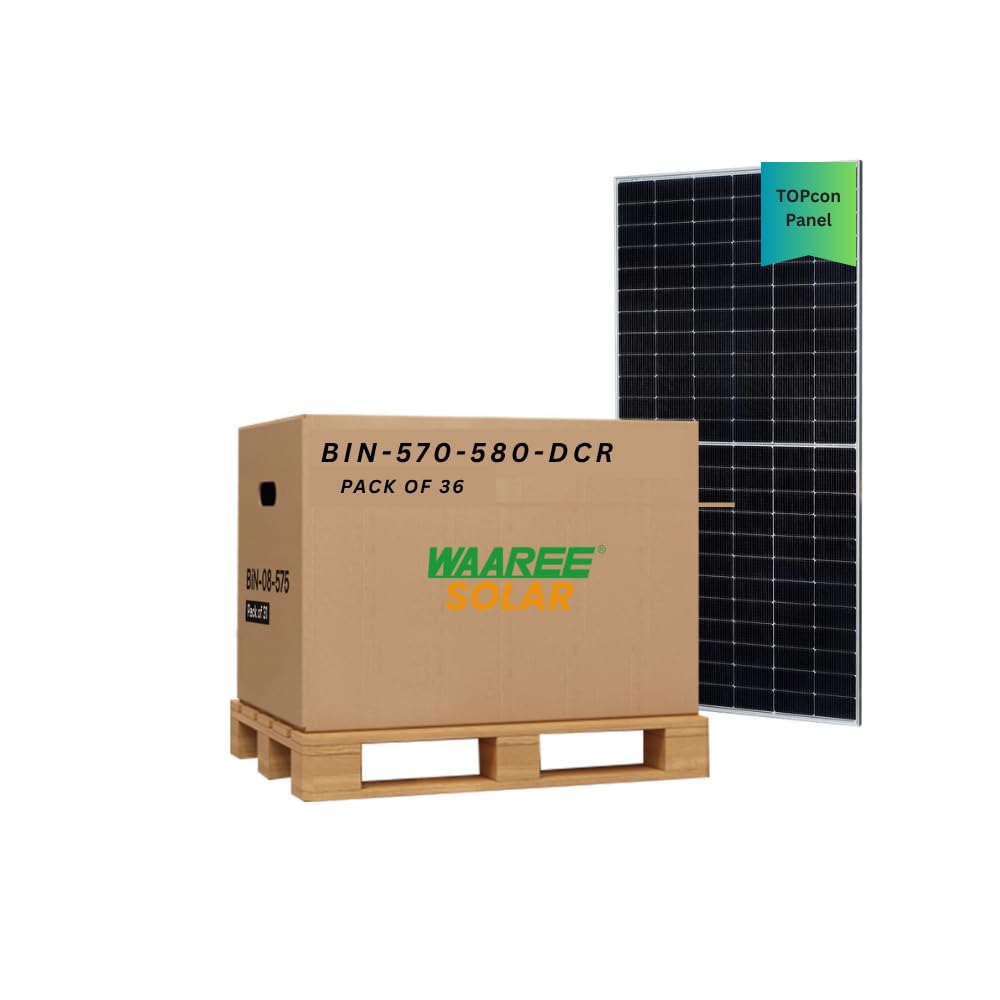 WAAREE 570-580 TOPCon DCR Bifacial Solar Panel || High-Efficiency Mono PERC Half-Cut Technology | BIS & IEC Certified | Framed Dual Glass Bifacial | 30 Years Output Warranty | One Pallet 36 Panels-image-44