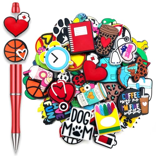 30Pcs Random Focal Beads for Pens Cute Silicone Focal Beads for Making DIY Bead Pens Keychain Jewelry