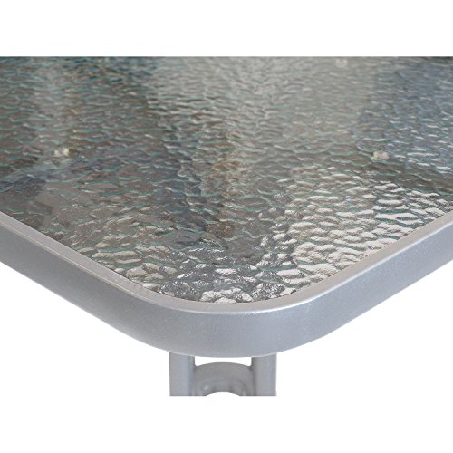 Wohaga® Bistrotisch Balkontisch Glastisch 60x60cm Beistelltisch Gartentisch mit Glasplatte - Silber – Bild 3