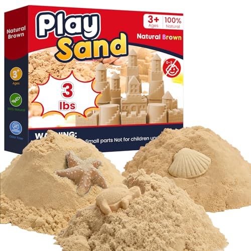 FURWEY 3lbs Play Sand Natural Brown Sensory Sand Suitable for Children to Shaping Squeezing and MoldingWithout Molds