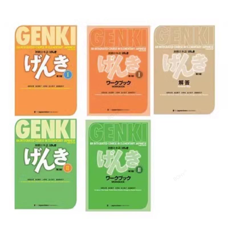 5 Bᴏᴏᴋs GENKI Third Edition TextBᴏᴏᴋ+WorkBᴏᴏᴋ+Answer Key An Integrated Course in Elementary Japanese I II Libros Livros Livres (5 Bᴏᴏᴋs)