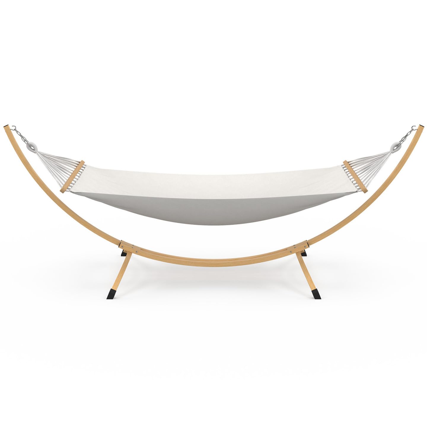 IDMarket - Hamaca XL con soporte de metal efecto madera y tela cruda