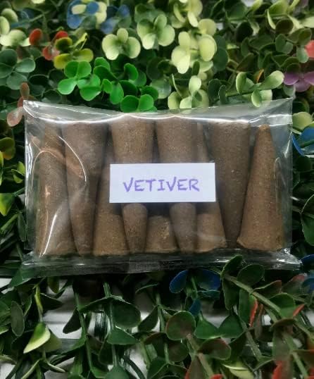 Vetiver Conos de incienso de reflujo (25 conos) – Conos de incienso 100% naturales de reflujo – Conos de incienso de reflujo de Navidad – Incienso