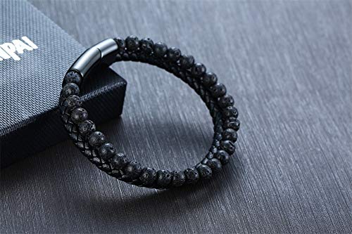 VNOX Personalized Inspirational Mantra Braided Wrap Leather Rope Bracelet Cuff Bangle Encouragement Motivational Gift for Men,Keep Fucking Going2