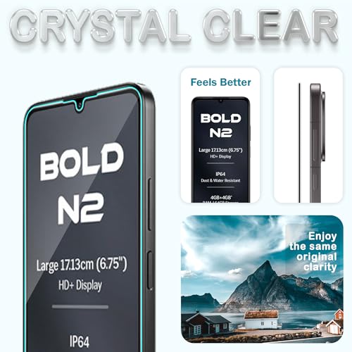 Image of FIRST MART Tempered Glass Screen Protector for Lava Bold N2 - Full-Glue Screen Guard, 3D Edge to Edge, HD Clear, Bubble-Free, Case-Friendly, Black, Pack of 2