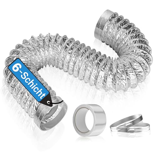 Hon&Guan Manguera de salida de aire de 100 mm, 3 pies / 0,9 m de longitud, tubo de salida de 6 capas, con 2 abrazaderas y 1 cinta adhesiva, para campana extractora/secadora/aire acondicionado