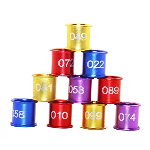 Adhere To Fly 100 Unidades 4 Colores Aluminio pájaros Palomas Identificación Beinringe con número 1-100