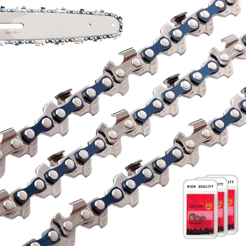 MAK 3pcs 12 inch Chainsaw Chain 45DL Drive Link, 3/8 LP Pitch, 0.043” Gauge, Fit for Craftsman, Echo, Poulan, Ryobi, Worx 12 inch Chainsaw Chains