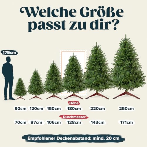 Weihnachtsbaum künstlich 180cm 100% PE Spitzen – TESTSIEGER – Naturgetreu, dichte Zweige… – Ansicht 4