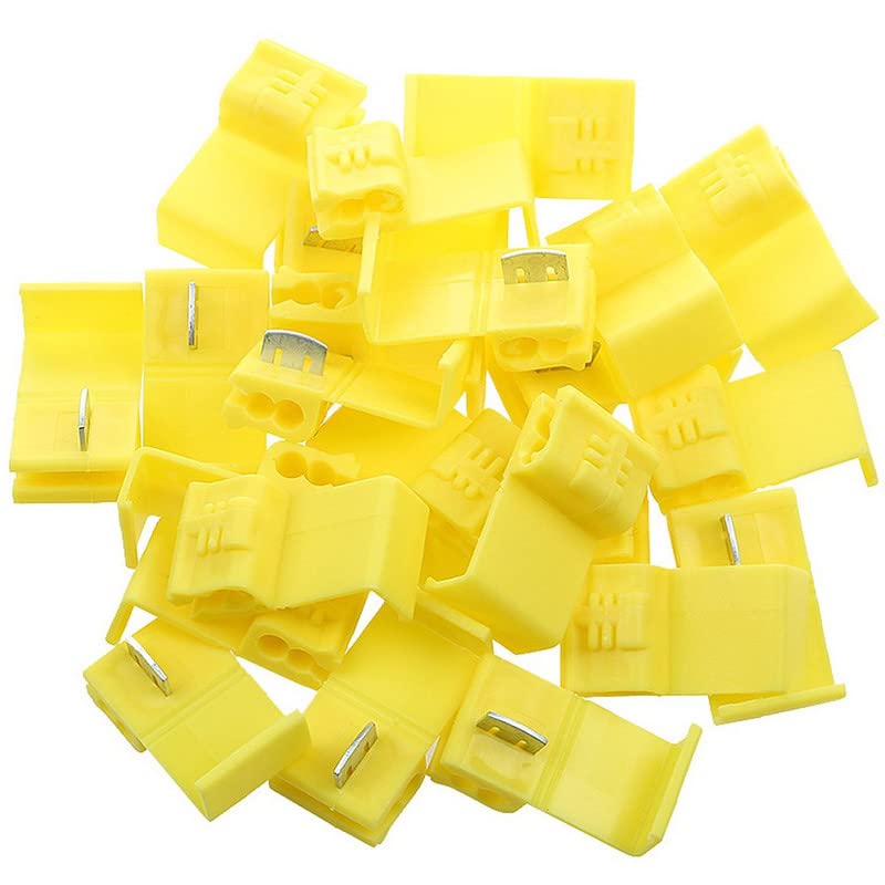 Rpi shop100 Pcs Scotch Lock Crimp Terminals Electrical Cable Connectors, Solderless Quick Splice Wire Connectors, Cold Pressed Insulated Snap Lock, Yellow (12-10AWG)
