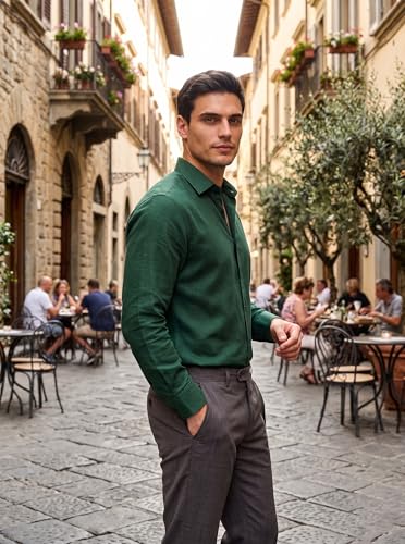 Image of Men's Cotton Blend Solid Casual Shirt Regular Fit Full Sleeve Shirt for Men Plain Formal & Casual Wear Collared Button Down Shirt