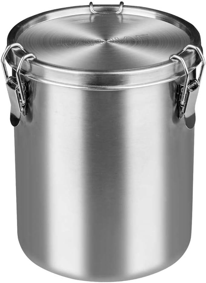 Stainless Steel Coffee Canister | 100% Airtight Metal Food Storage Container with Lid Sealed - Keep Coffee Beans, Sugar, Tea Fresh for Months (56 fl oz)