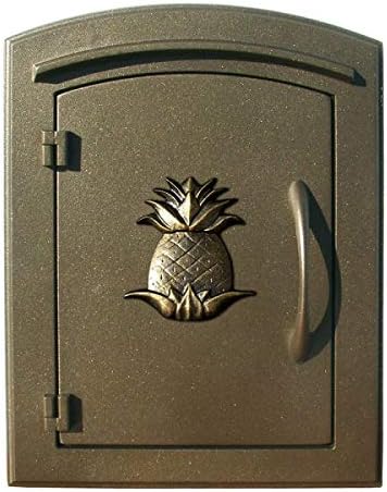 12 in. Manchester Security Drop Chute Mailbox with Decorative Pineapple Logo Faceplate in Bronze