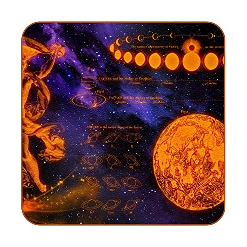 Set di 6 sottobicchieri in pelle per tavolo, scrivania, Venere Saturno Giove Luna
