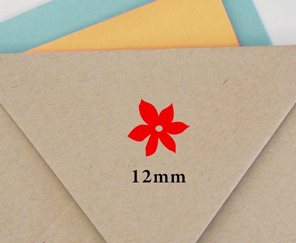 Printtoo Flower Design Self Inking Mini Rubber Stamp Colop Round Decorative Teachers Stamps 12mm, Blue Ink