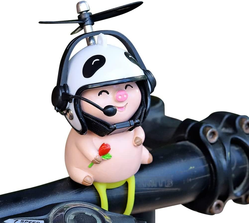 Car Accessories Cute Resin Pig Ornament with Helmet Lucky Piggy Ornament Pendant Cute Electric Car Motorcycle Swing Car Decor Dashboard Bicycle Accessories for Kids Adults Birthday Gifts,C image 4