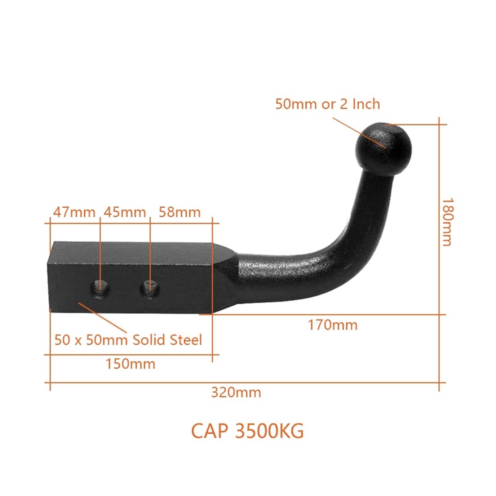 Anhängerkupplung, 50 X Mm Massive Anhängerkupplung, 10,2 Cm Kugelkupplung, 3500 Kg, Wohnmobil-Teile, Auto, Wohnmobil, Zubehör, Wohnwagen-Komponenten | 2 Inch Ball