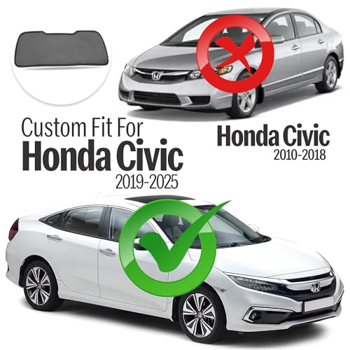 Image of Autofact Dicky Curtain for Civic 2020-2024 | Custom Fit Rear Windshield Sunshade | Foldable Mesh | Privacy & Cooling Car Accessory | Car Rear Sun Shade UV Block Easy Install Durable Black Mesh